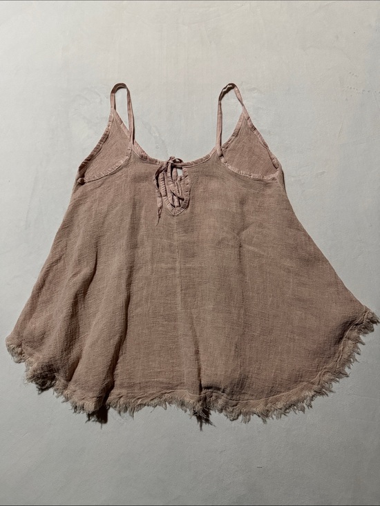Meo Meli Tops - Meo meli Italian Tie-Front Spaghetti Strap Camisole in Dusty Mauve linen